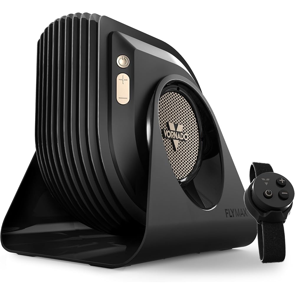 Vornado FLY MAX High Velocity Fitness Floor Fan, Omnidirectional Remote with Equipment Straps, 4 Speed Settings, Adjustable Tilt, Whole Room Circulation, Powerful Fan for Training Sessions, Black : Home & Kitchen