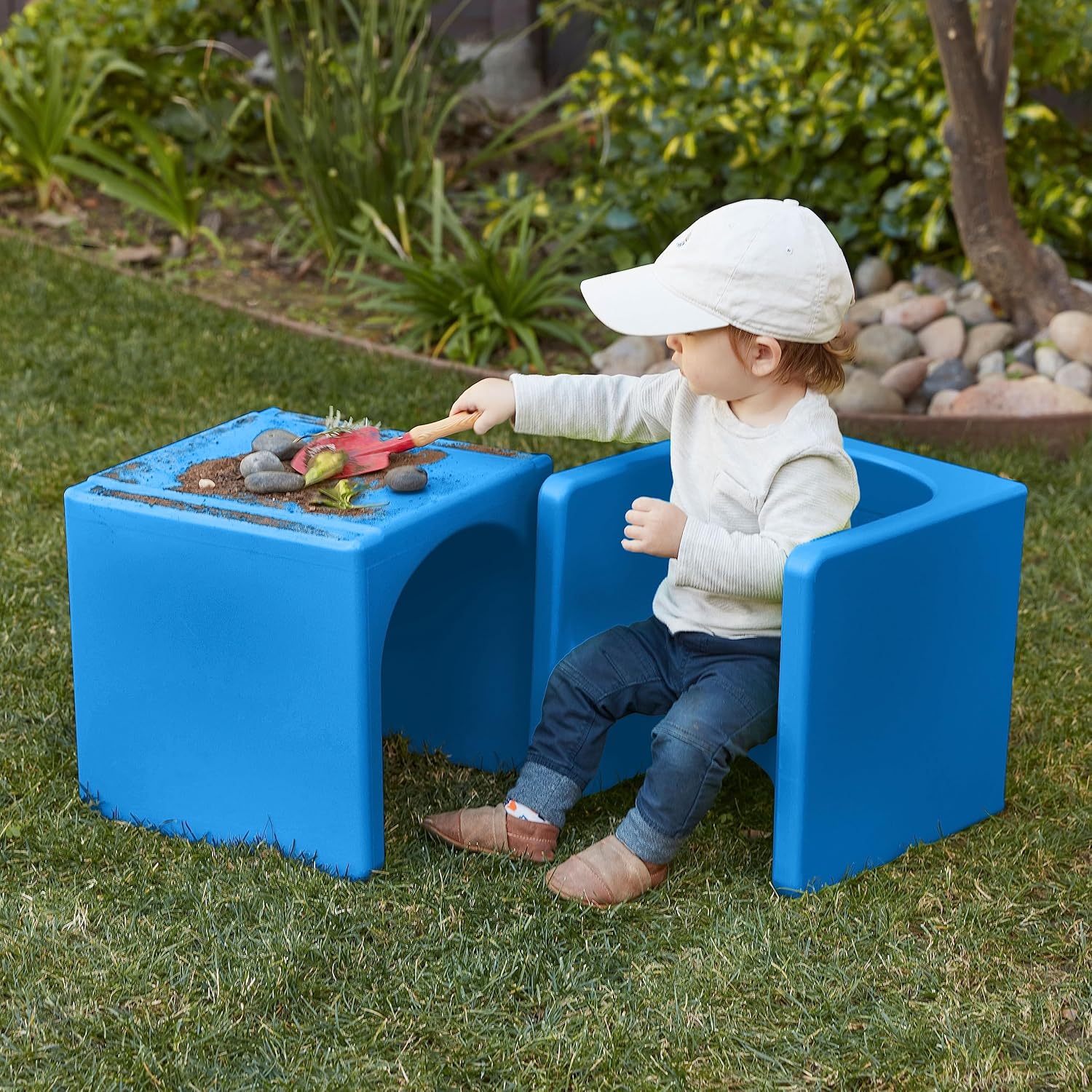 ECR4Kids Tri-Me 3-in-1 Cube Chair, Kids Furniture, Blue, 4-Piece : Home & Kitchen