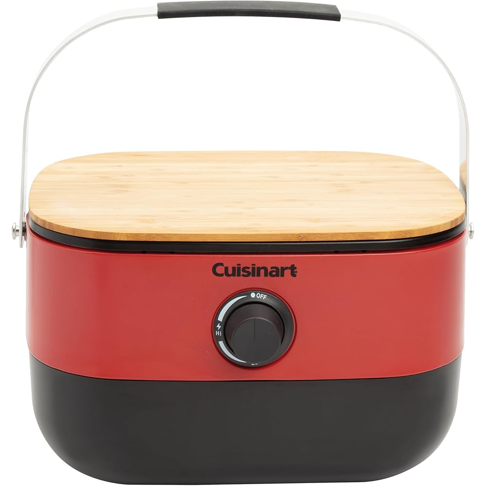 Cuisinart Venture™ Portable Gas Grill, Small Camping Grill with Cutting Board and Handle, Non Stick Porcelain Enameled Cast Iron Grate, 9,000 BTU Stainless Steel Burner for Camping, Tailgates, Beaches : Patio, Lawn & Garden
