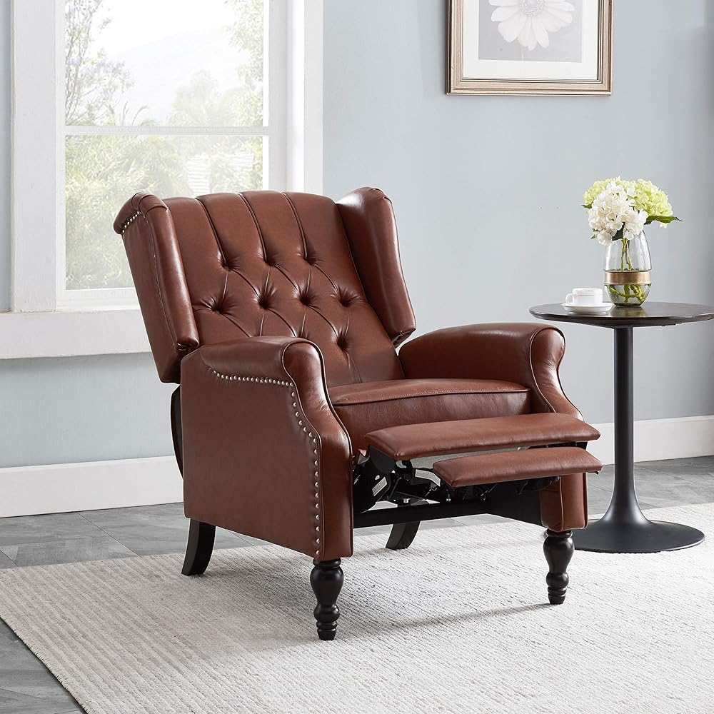 Christopher Knight Home Randy Contemporary Tufted Recliner, Cognac Brown, Dark Brown 62D x 28.5W x 29H Inch : Home & Kitchen
