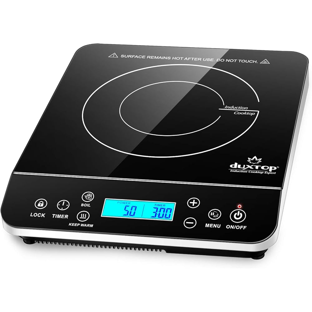 Duxtop Portable Induction Cooktop Burner, Induction Hot Plate with LCD Sensor Touch 1800 Watts, Silver 9600LS/BT-200DZ: Home & Kitchen