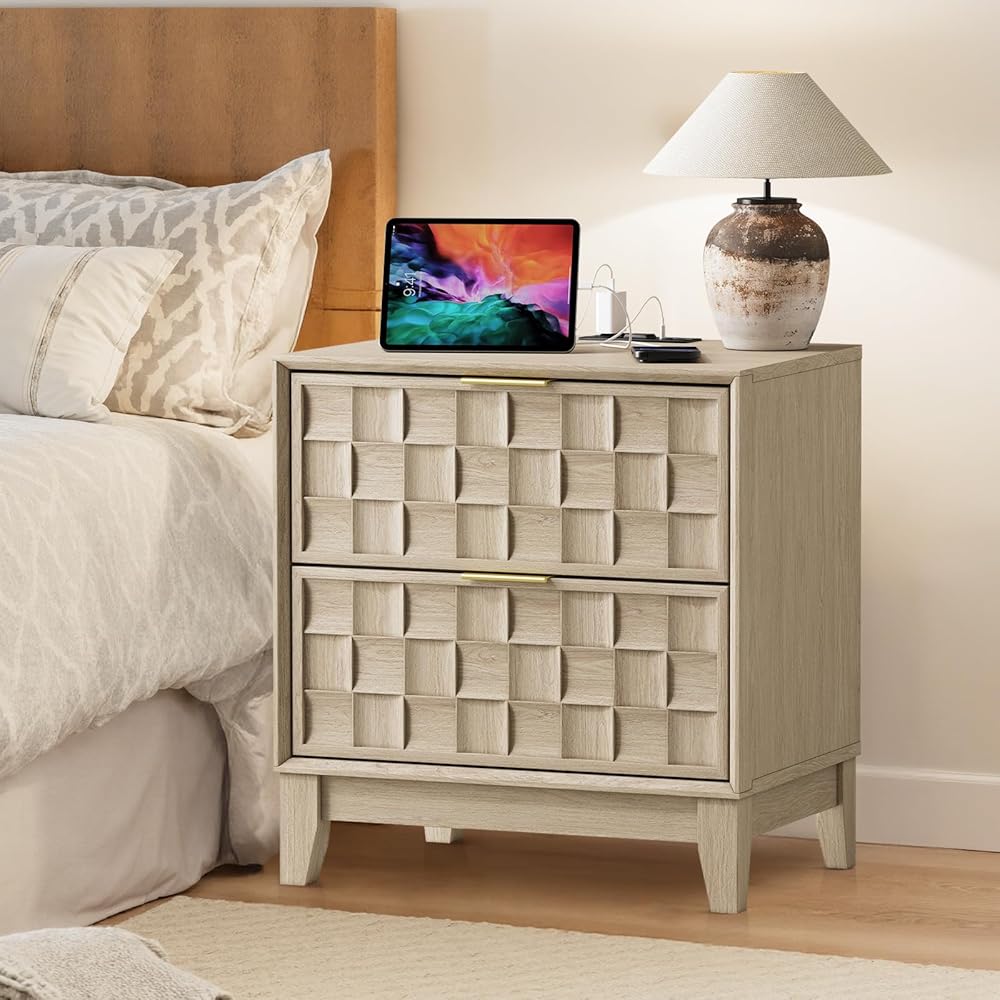 COLAMY Nightstand with Charging Station, 22