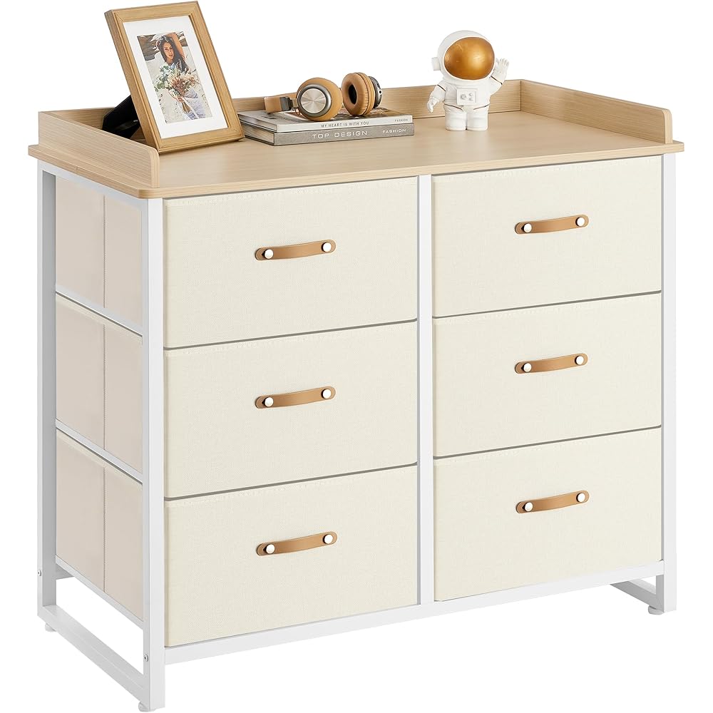 SONGMICS Kids Dresser with 6 Drawers, Boys Girls Dresser, with Water-Resistant Tabletop, Storage Organizer Cabinet, for Bedroom Hallway, Beige UGKR101K01 : Baby