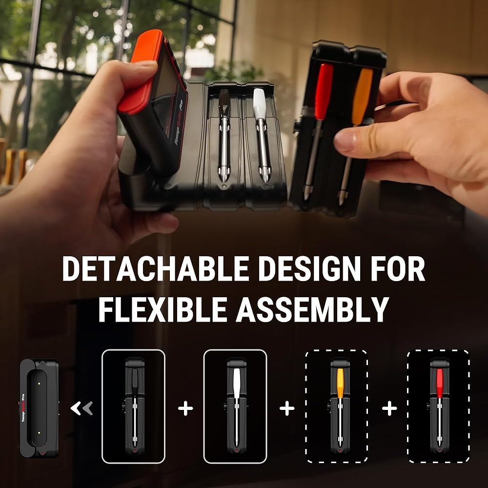 TempSpike Wireless Meat Thermometer Digital with App, WiFi & Bluetooth BBQ Grill Thermometer with High Precision, Waterproof & Heat-Resistant Probes, Rechargeable Base with Display for BBQ Smoker Oven: Home & Kitchen