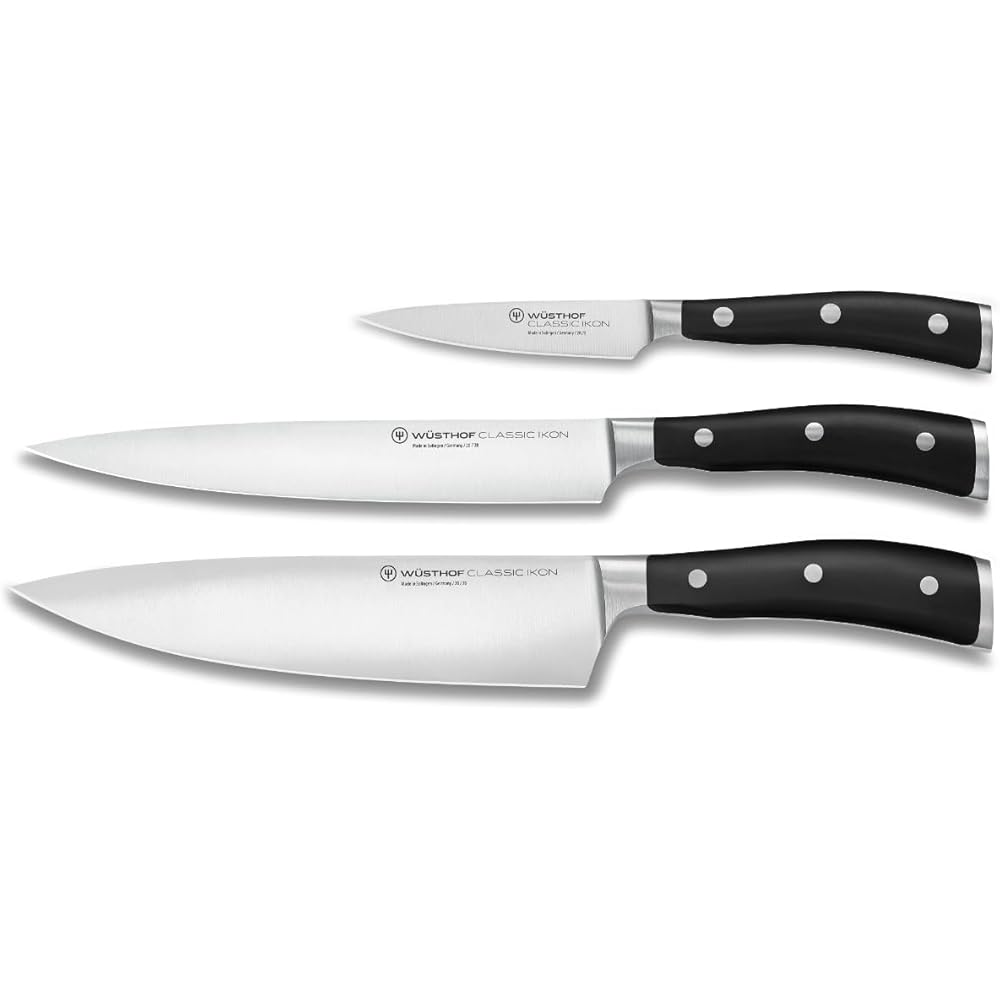 WÜSTHOF Classic Ikon 3-Piece Chef's Knife Set, Black: Home & Kitchen