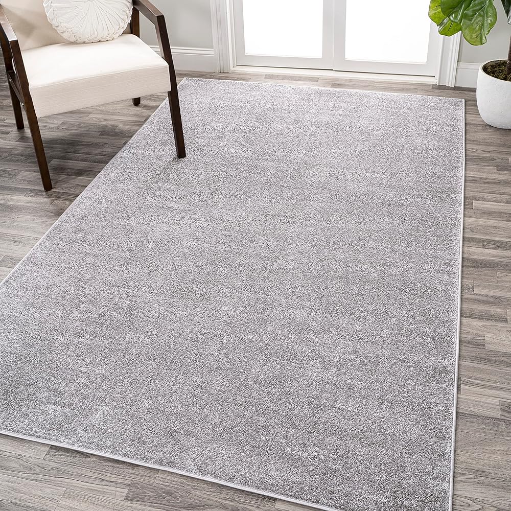 JONATHAN Y SEU100A-8 Haze Solid Low-Pile Indoor Area Rug Casual Contemporary Solid Traditional Easy Cleaning Bedroom Kitchen Living Room Non Shedding, 8 ft x 10 ft, Grey : Home & Kitchen