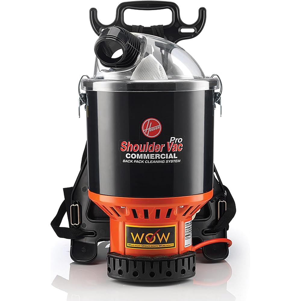 Hoover Commercial Shoulder Vac Pro Backpack Bagged Vacuum Cleaner, with HEPA Media Filter, Lightweight with Extra Long Cord, Chiropractic Design, for Carpet and Hard Floors, C2401, Black: Shop Wet Dry Vacuums: Industrial & Scientific