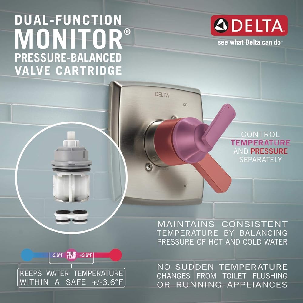 Delta Lahara 17 Series Dual-Function Valve Trim Kit, Chrome 2 Handle Set for Shower Faucet System, Chrome T17238 (Valve Not Included) - Shower Installation Kits -