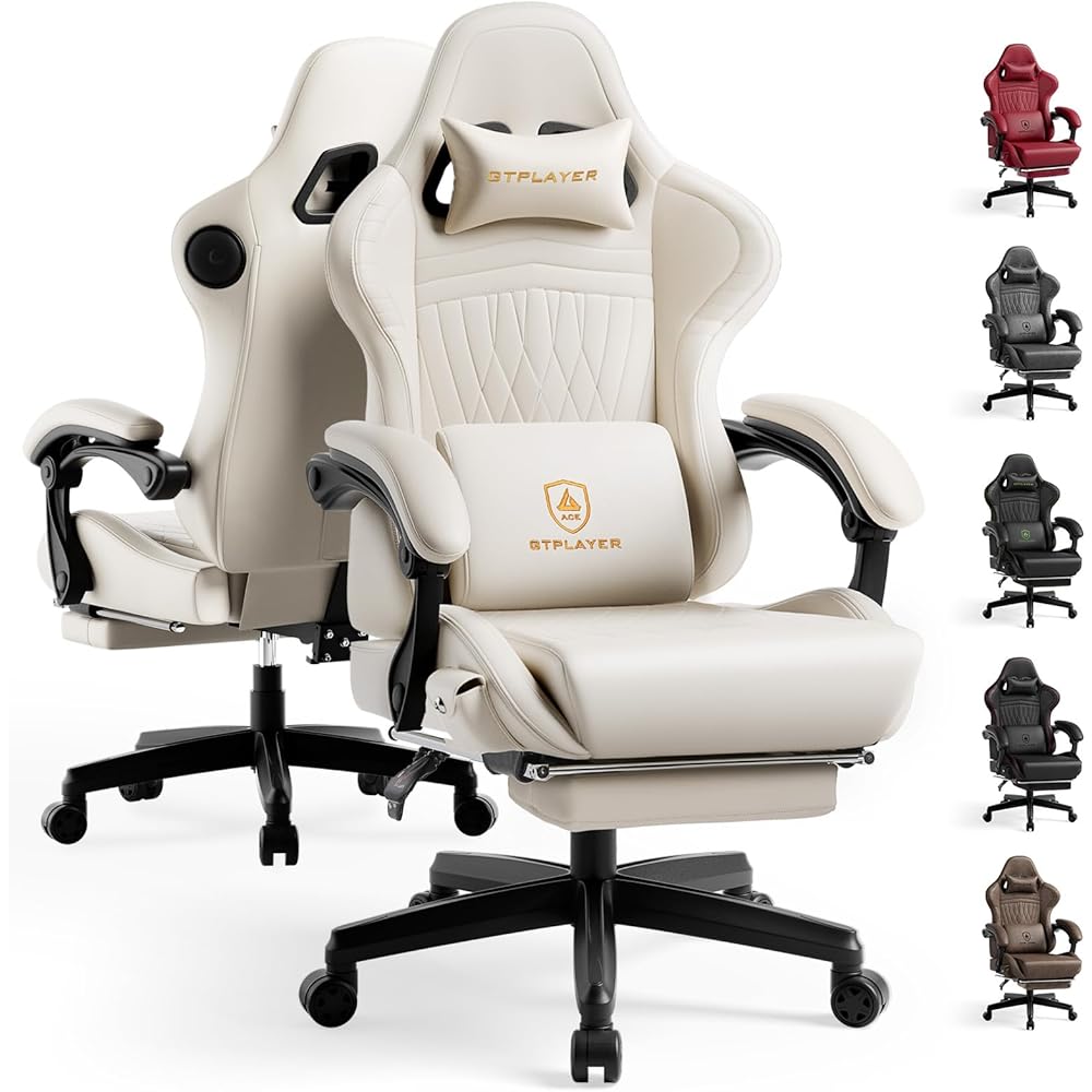 GTPLAYER ACE-PRO Music Gaming Chairs – Built-in Speakers, App Support & Bluetooth Control, Footrest & Pocket, Gamer Chair for Adults, Ivory : Home & Kitchen
