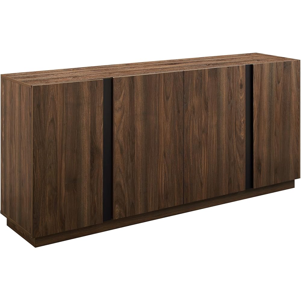 - Walker Edison Liss Contemporary 4-Door Minimalist Sideboard, 70 Inch, Dark Walnut - Buffets & Sideboards