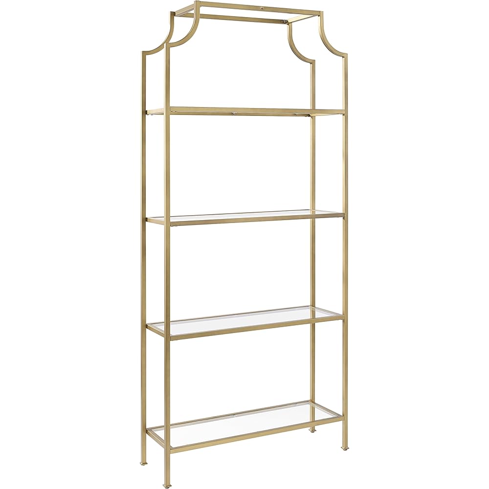 Crosley Furniture Aimee Bookshelf with Glass Shelves, Bookcase Storage, Gold and Glass : Home & Kitchen