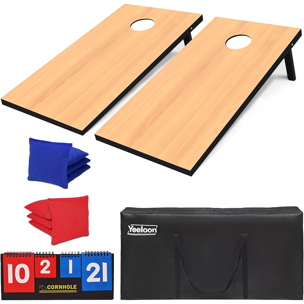 : Yeeloon Cornhole Set, Regulation Size Cornhole Boards with 8 Bean Bags and Carrying Case, 4 ft x 2 ft Corn Hole Outdoor Game Toss Board for Adults Outside Activities : Sports & Outdoors