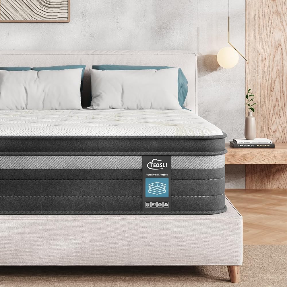 TeQsli Twin Size Mattress 12 Inch, Gel Memory Foam & Pocket Springs Twin Hybrid Mattress in a Box for Back Pain Relief & Motion Isolation, CertiPUR-US Certified, 10-Year Support : Home & Kitchen