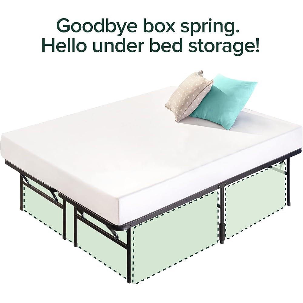 ZINUS SmartBase Tool-Free Assembly Mattress Foundation, 14 Inch Metal Platform Bed Frame, No Box Spring Needed, Sturdy Steel Frame, Underbed Storage, Queen : Home & Kitchen