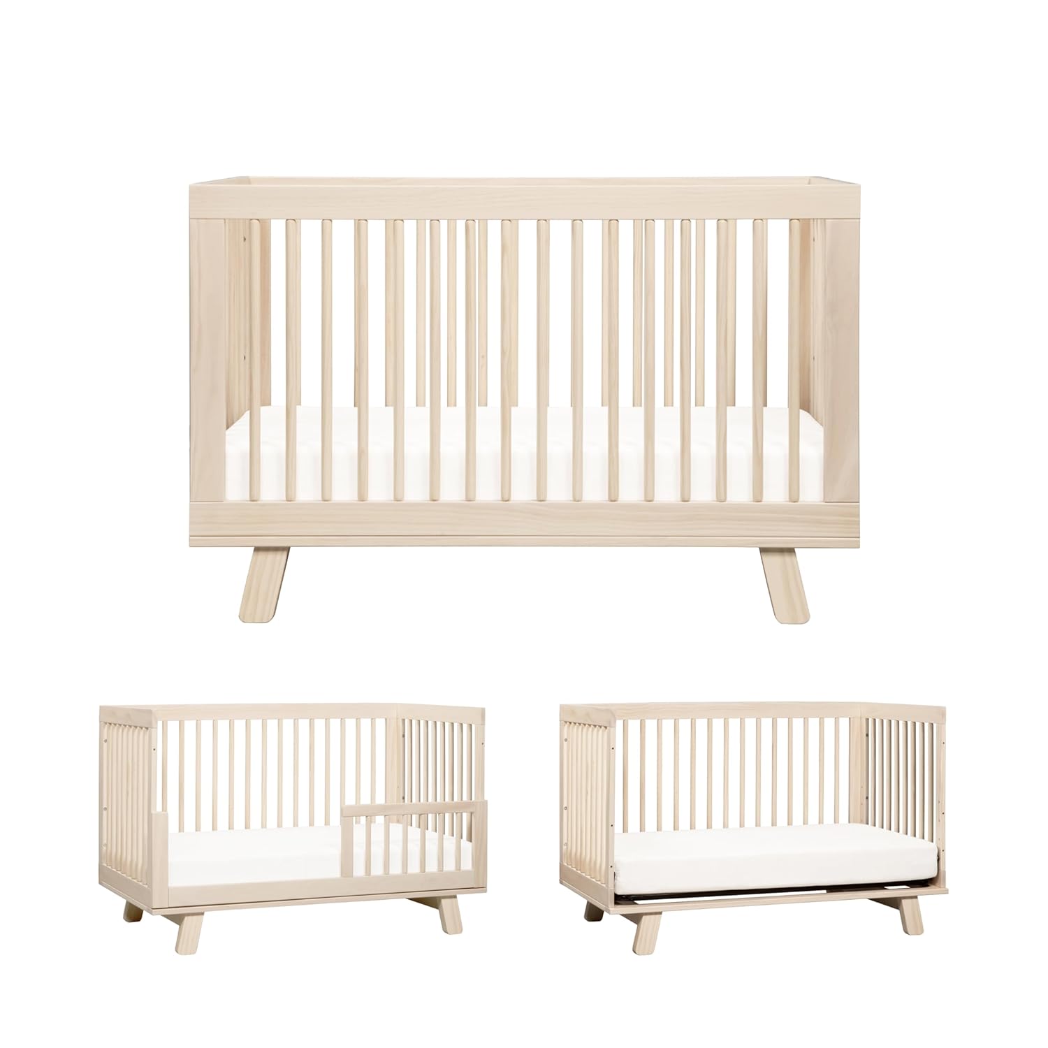 Babyletto Hudson 3-in-1 Convertible Baby Crib - GREENGUARD Gold Certified - Convertible Crib to Toddler Bed and Daybed - Baby Bed with 4 Adjustable Heights - Wooden Crib - Washed Natural