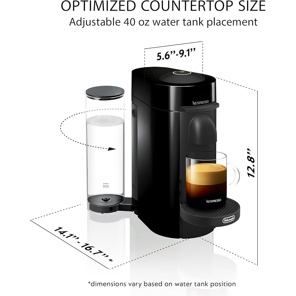 Nespresso VertuoPlus Coffee and Espresso Machine by De'Longhi with Milk Frother, Ink Black: Home & Kitchen