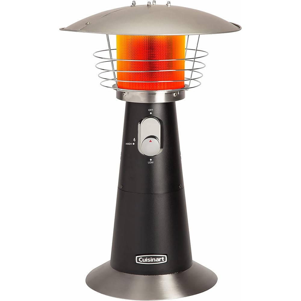 Cuisinart Portable Tabletop Patio Heater, 11,000 BTU Outdoor Propane Heater with Safety Tilt Switch and Adjustable Heat, Burner Screen Guard, 30 sq. Foot Heat Range, Black : Home & Kitchen