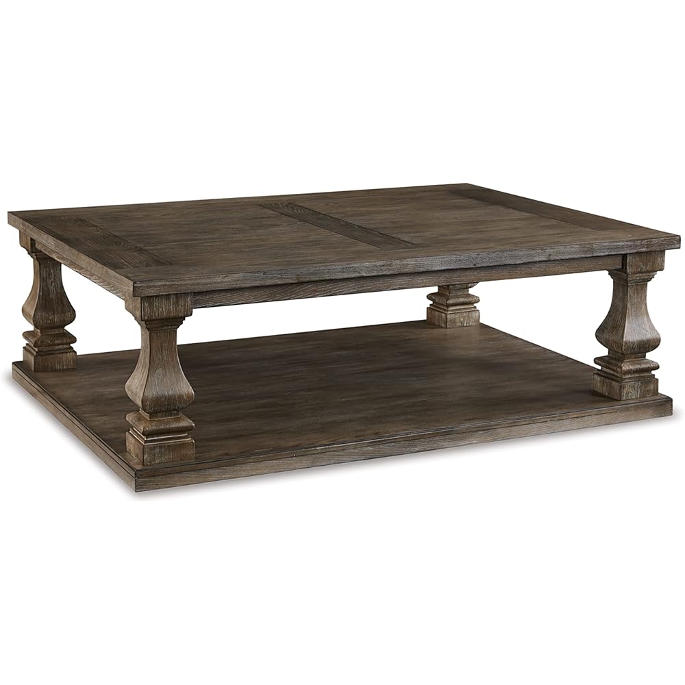 Signature Design by Ashley Johnelle Farmhouse Coffee Table with Weathered Gray Finish, Gray : Home & Kitchen