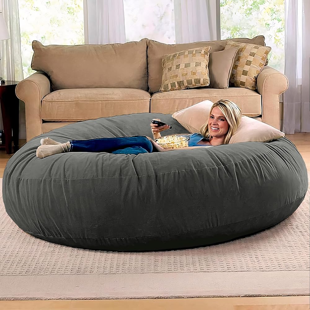 Jaxx 6 Foot Cocoon - 2-in-1 Convertible Bean Bag Bed & Large Bean Bag Chair for Adults, Charcoal : Home & Kitchen