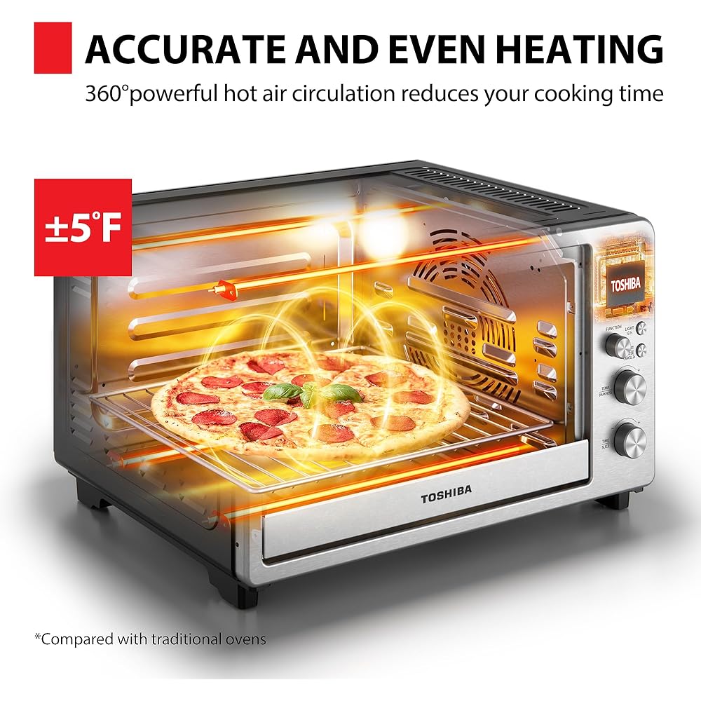 TOSHIBA ChefFry Air Fryer Toaster Oven Combo, 26.4 QT Large Capacity, 12-in-1 Countertop Toaster Oven, Stainless Steel : Home & Kitchen