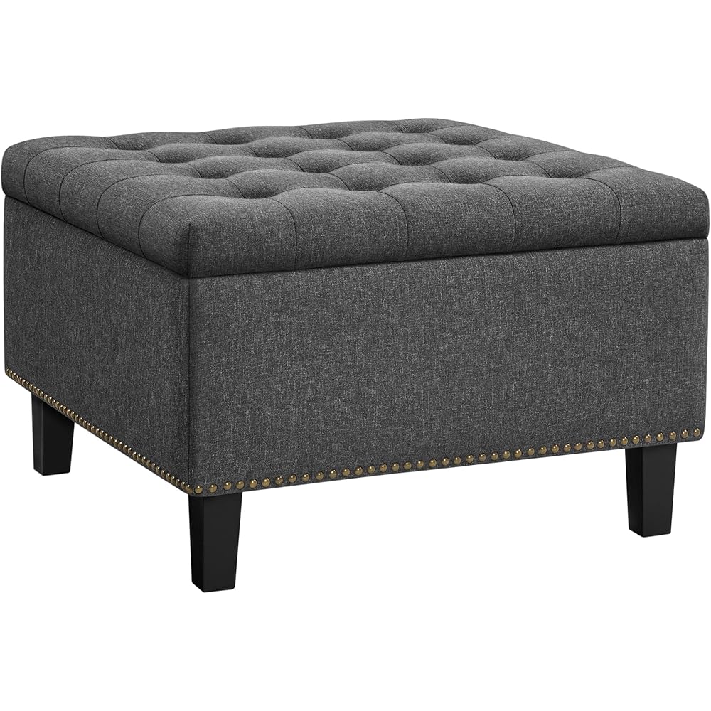Yaheetech 28-inch Entryway Ottoman Bench with Storage, Multipurpose Foot Rest Sofa Stool in Dark Grey