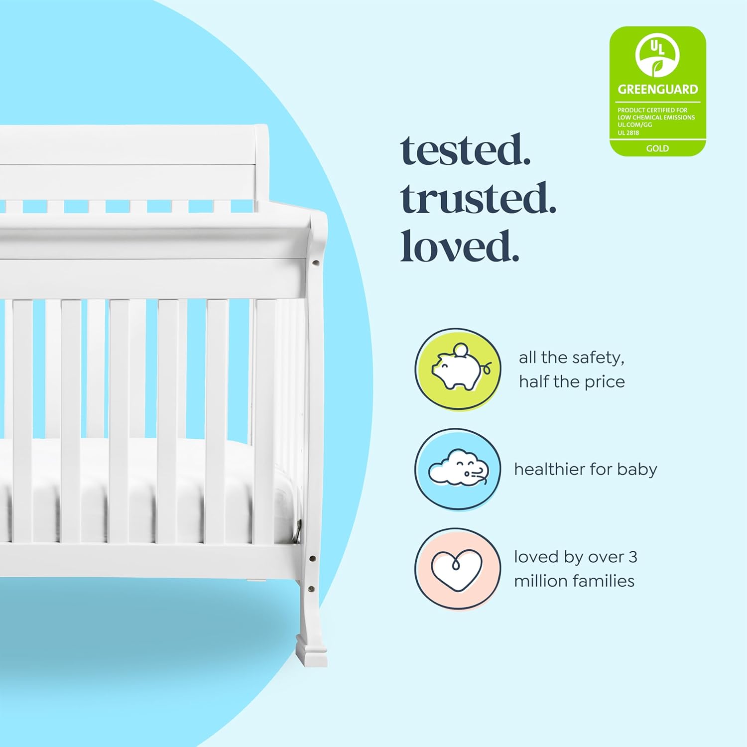 : DaVinci Kalani 4-in-1 Convertible Crib in White, Greenguard Gold Certified : Baby Crib : Baby