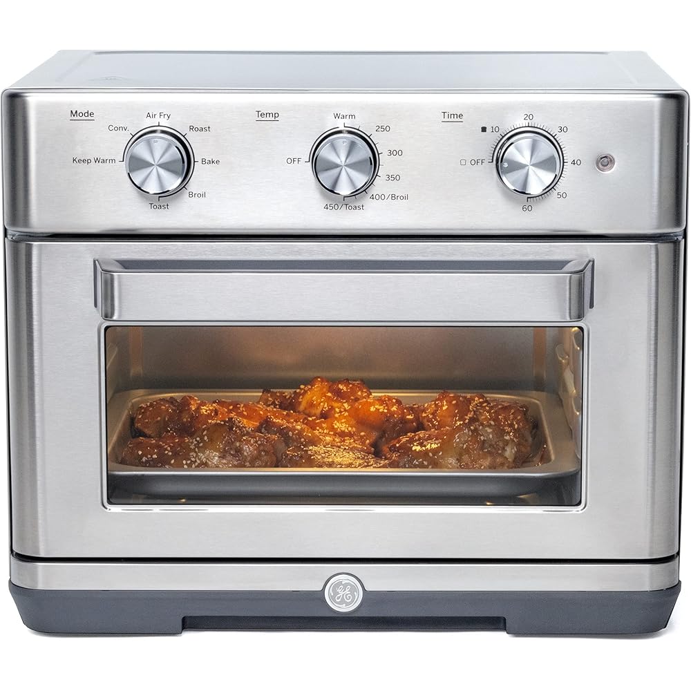 GE Mechanical Air Fryer Toaster Oven + Accessory Set | Convection Toaster with 7 Cook Modes | Large Capacity Oven - Fits 12