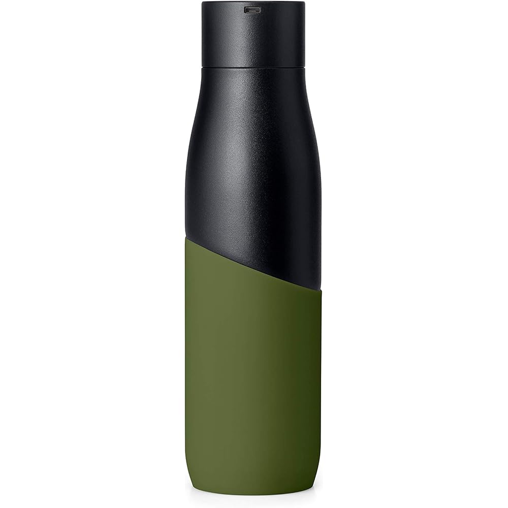 LARQ Bottle Movement PureVis 24 oz- Lightweight Self-Cleaning and Non-Insulated Stainless Steel Water Bottle with UV Water Purifier | Reusable & Travel Friendly, Black/Pine : Sports & Outdoors