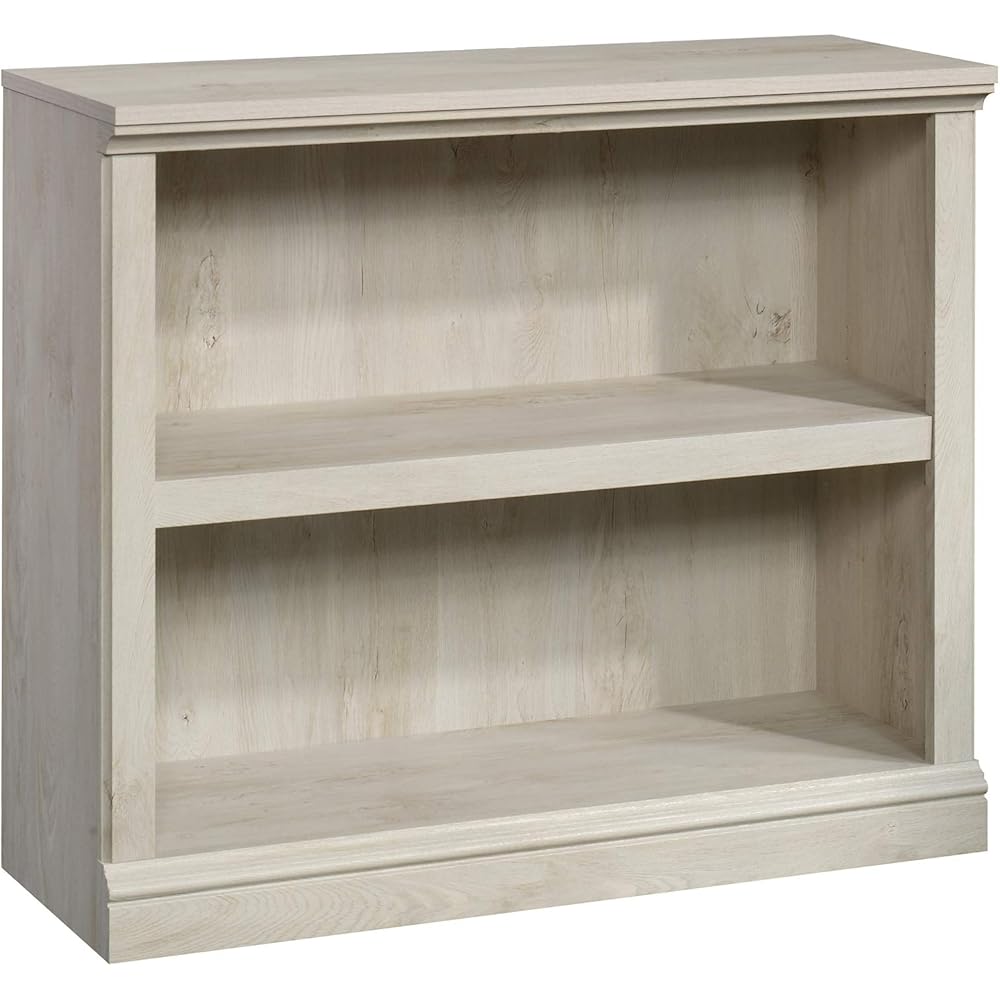 Sauder 2 Tier Book Shelf Wooden Bookcase Multipurpose Bookshelf for Home Office, Living Room, in Chalked Chestnut : Home & Kitchen