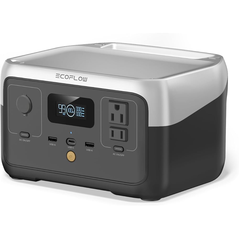 : EF ECOFLOW Portable Power Station RIVER 2, 256Wh LiFePO4 Battery/ 1 Hour Fast Charging, 2 Up to 600W AC Outlets, Solar Generator (Solar Panel Optional) for Outdoor Camping/RVs/Home Use : Patio, Lawn & Garden