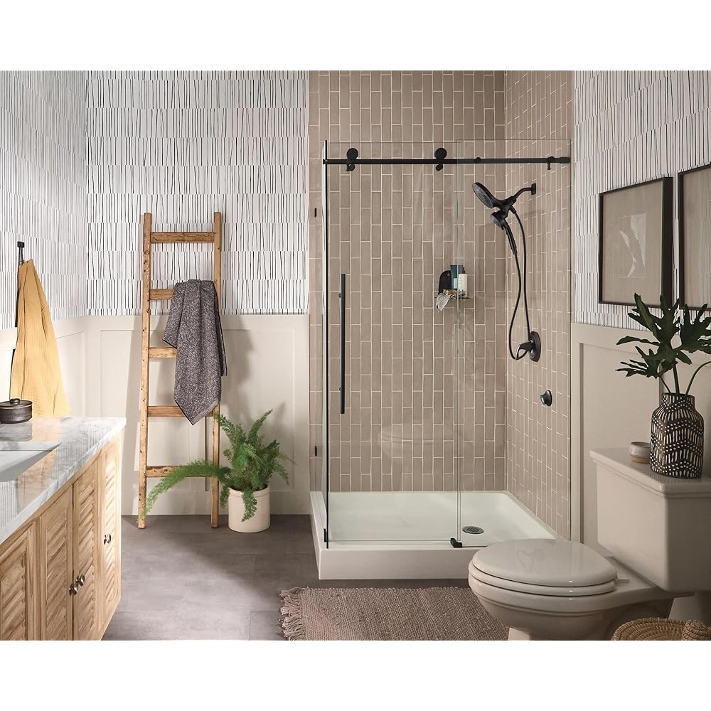 Moen Engage Matte Black 2.5 GPM Handheld Showerhead and Rain Shower 2-in-1 Combo Featuring Magnetic Docking System and Metal Hose, 26009BL