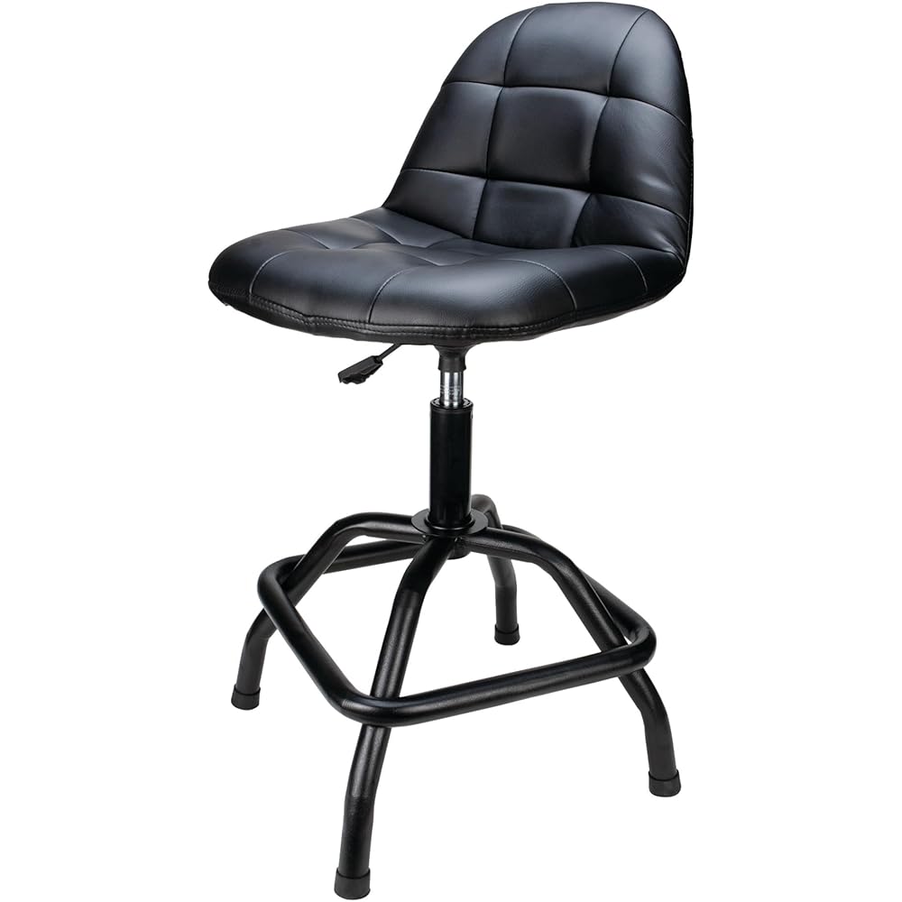 Performance Tool W85031 Pneumatic High Back Adjustable Swivel Bar Stool with Back Support for Home, Bar, and Shop, Black, 26-32-Inches High : Automotive