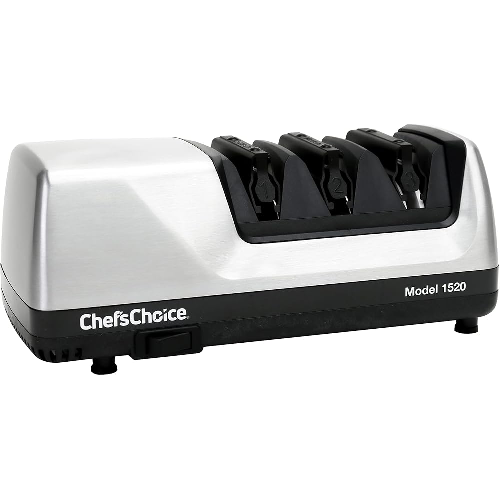Chef’sChoice Professional Electric Knife Sharpeners AngleSelect for 15- and 20-Degree Straight-Edge and Serrated Knives with Diamond Abrasives & Precision Angle Control, 2-Stage, Metallic: Knife Sharpeners: Home & Kitchen