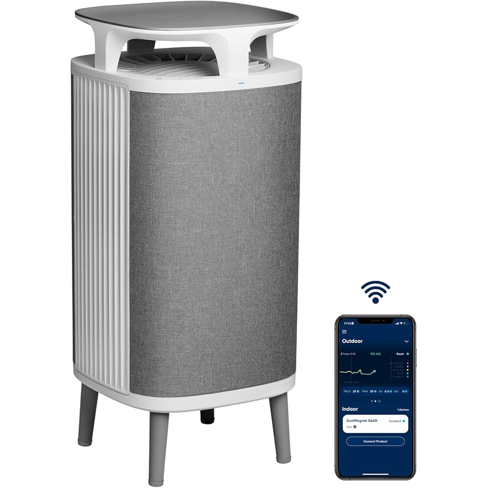 BLUEAIR Air Purifier Large Room, Cleans up to 1,713 Sq ft Air Cleaner for Dust Pet Dander Smoke Pollen Allergen Odor Removal Home Bedroom Living Room, Alexa, Auto, HEPASilent, DustMagnet 5440i