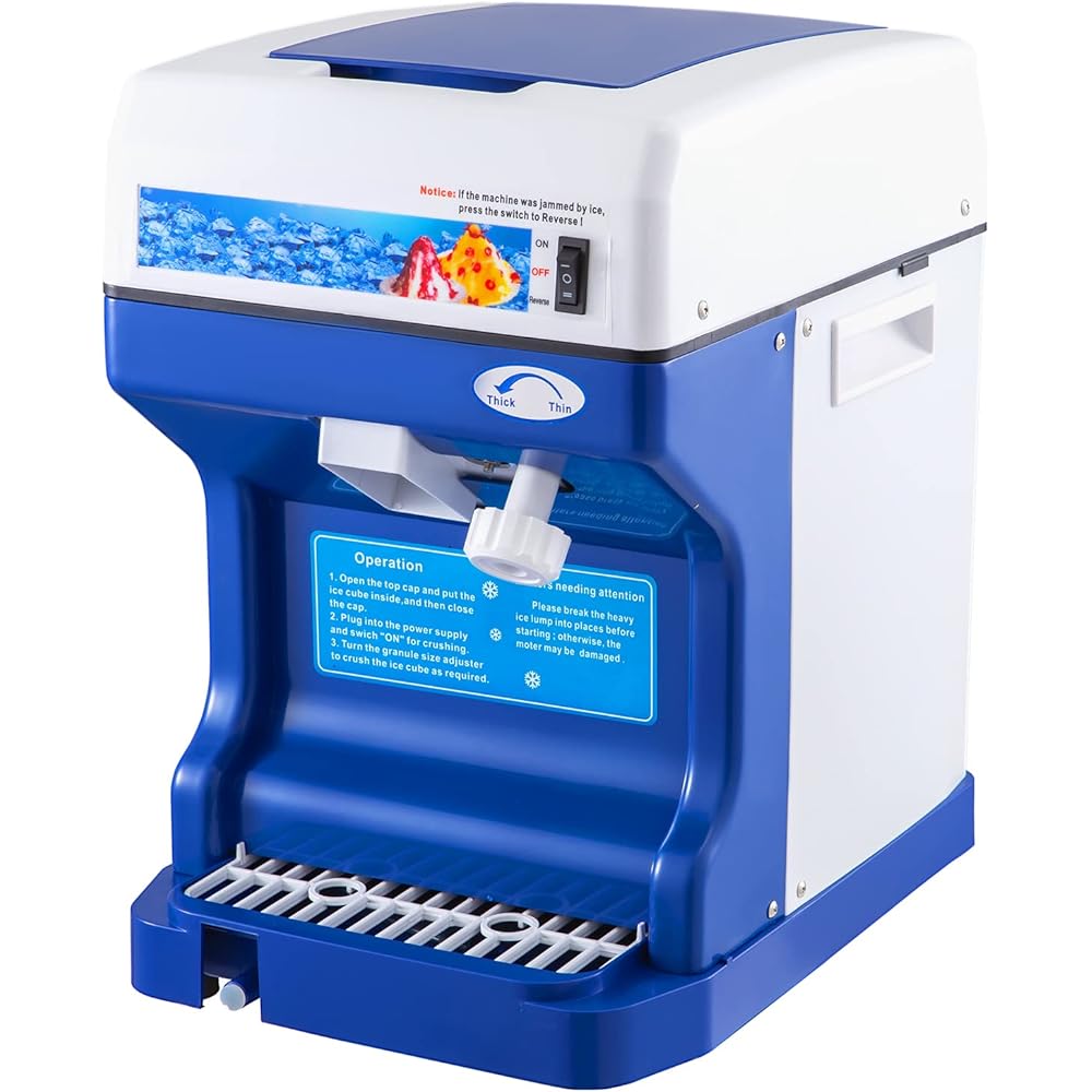 VEVOR 110V Electric Shaved Ice Machine 500W Snow Cone Maker Tabletop w/Adjustable Ice Texture, Ice Shaving Machine 265LBs/hr for Home and Commerical Use : Home & Kitchen