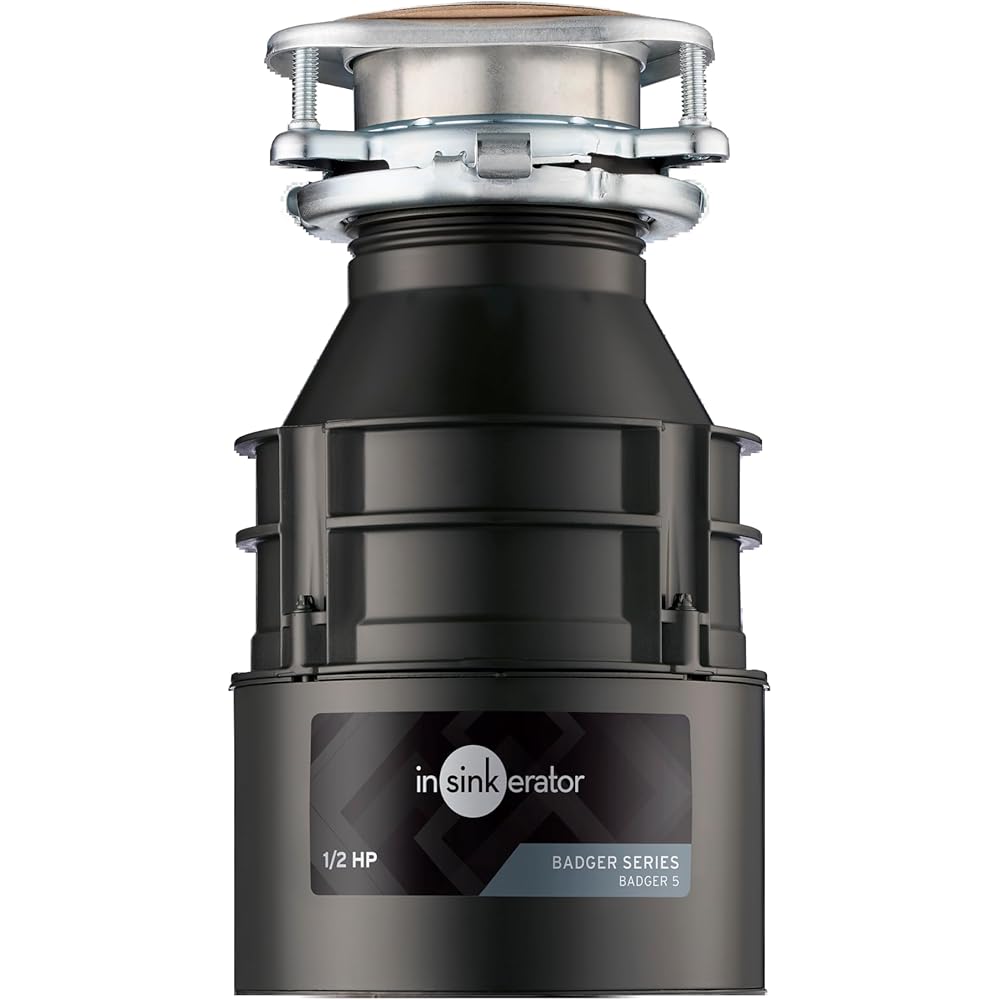 InSinkErator Badger 5 Garbage Disposal, Standard Series 1/2 HP Continuous Feed Food Waste Disposer, Black, Set of 1 - Garbage Disposal -