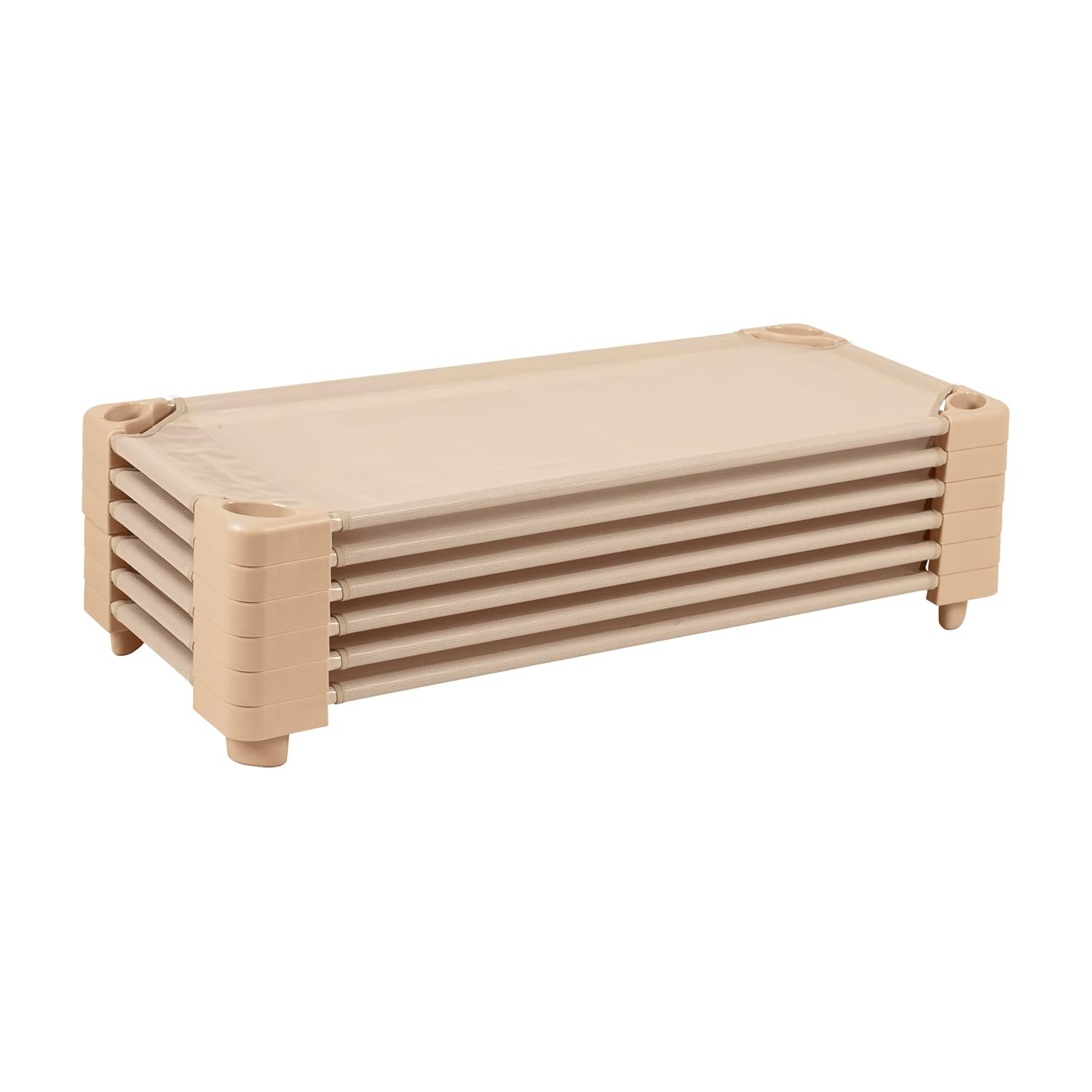 ECR4Kids Stackable Kiddie Cot, Ready-to-Assemble, Standard Size, Classroom Furniture, Sand, 6-Pack : Office Products
