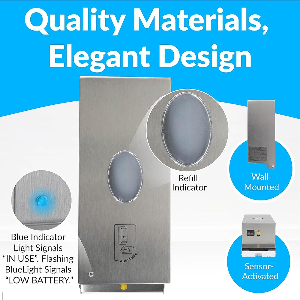 Bobrick B-2012 Automatic Wall-Mounted Liquid Soap Dispenser, Stainless Steel, 30 Fl Oz Capacity : Home & Kitchen