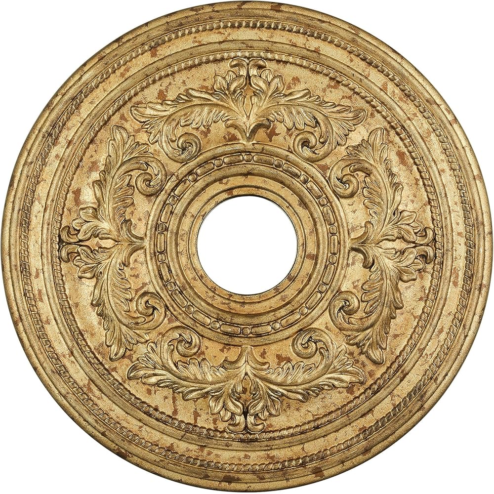 Livex Lighting, 8200-65, Ceiling Medallion, Hand Applied Vintage Gold Leaf with Gilded Accents, 22.k