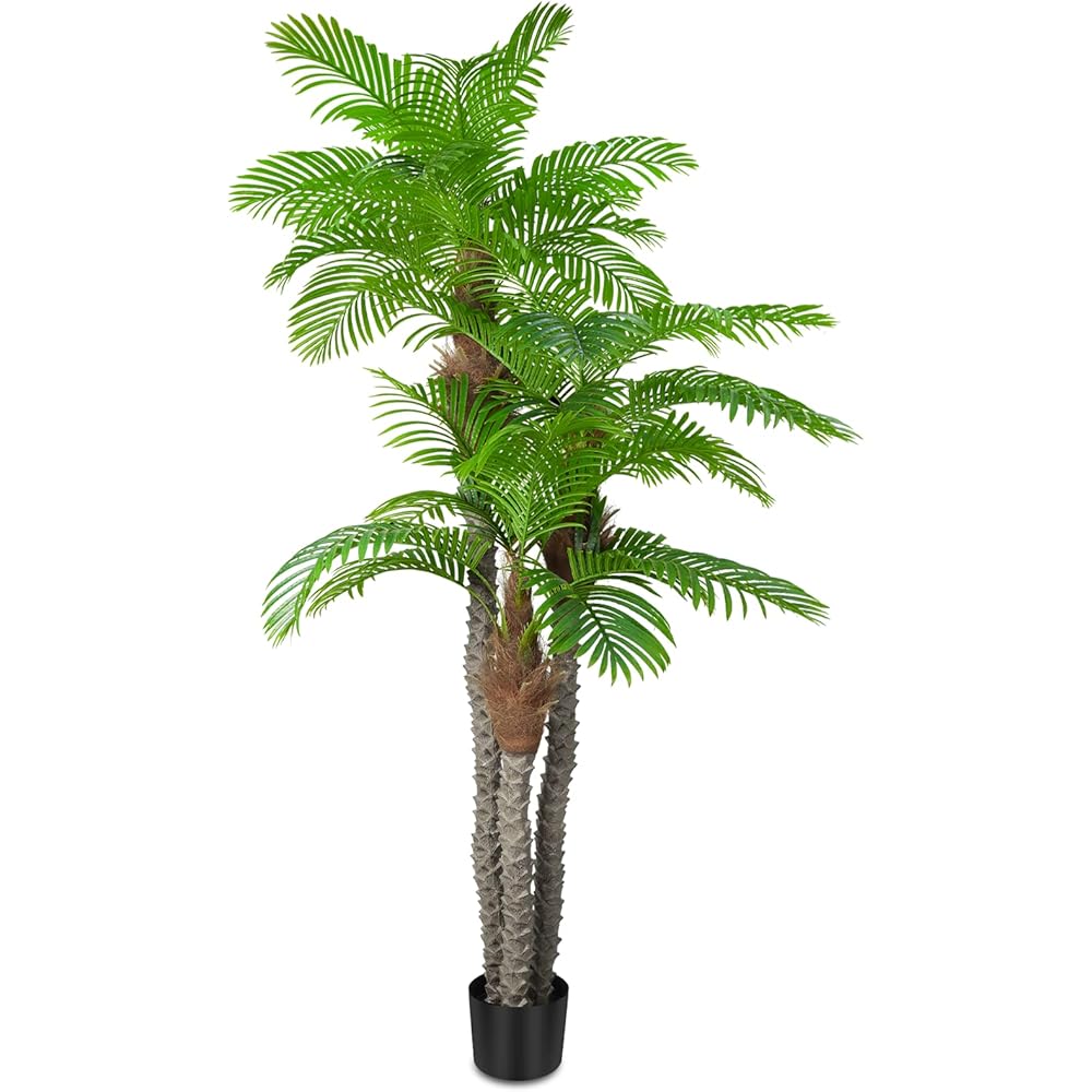 8.5ft Fake Palm Tree for Outdoors - UV Resistant, Triple Tropical Palm Artificial Plant Tree -Perfect for Patio, Poolside, Home Decor : Home & Kitchen