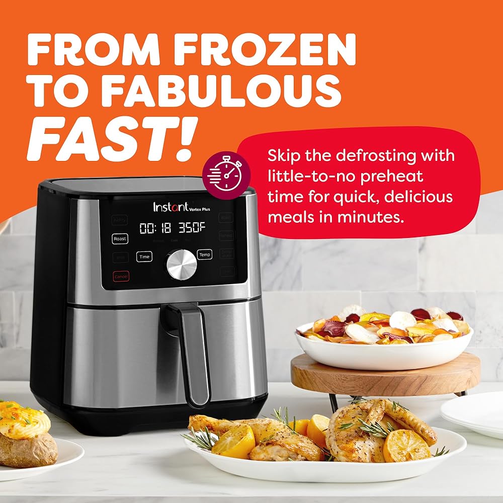 Instant Pot Vortex Plus 4QT Air Fryer, Custom Program Options, 6-in-1 Functions Crisps, Broils, Roasts, Dehydrates, Bakes, Reheats, 100+ In-App Recipes, from the Makers of Instant Pot, Stainless Steel : Home & Kitchen