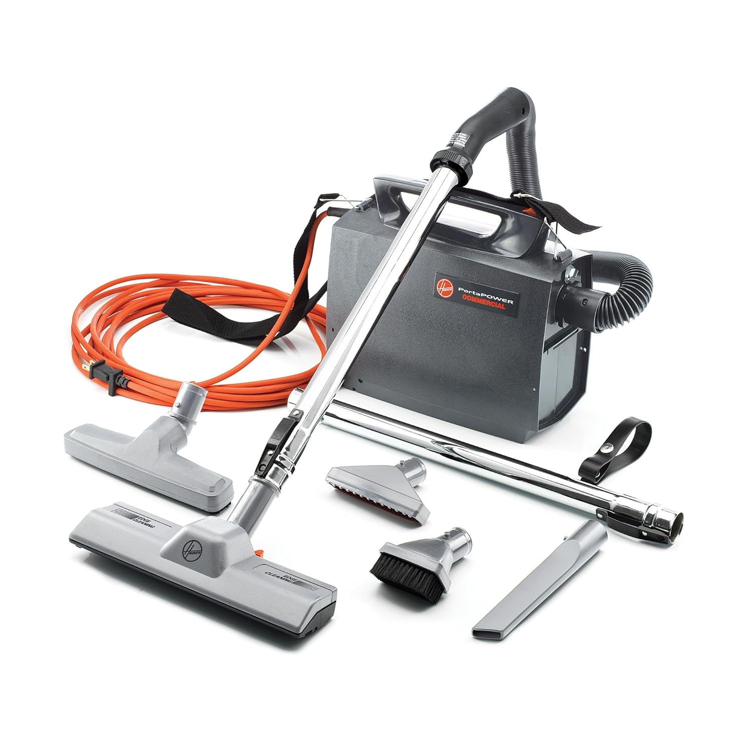 Hoover Commercial PORTAPOWER Lightweight Canister Vacuum Cleaner with Attachments, Portable Carriable Handheld Small Professional Grade Bagged, 8 Pounds, CH30000, Black: Household Canister Vacuums: Industrial & Scientific