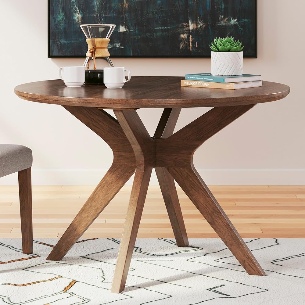 - Signature Design by Ashley Lyncott Traditional Round Dining Room Table, Seats up to 4, Brown - Tables