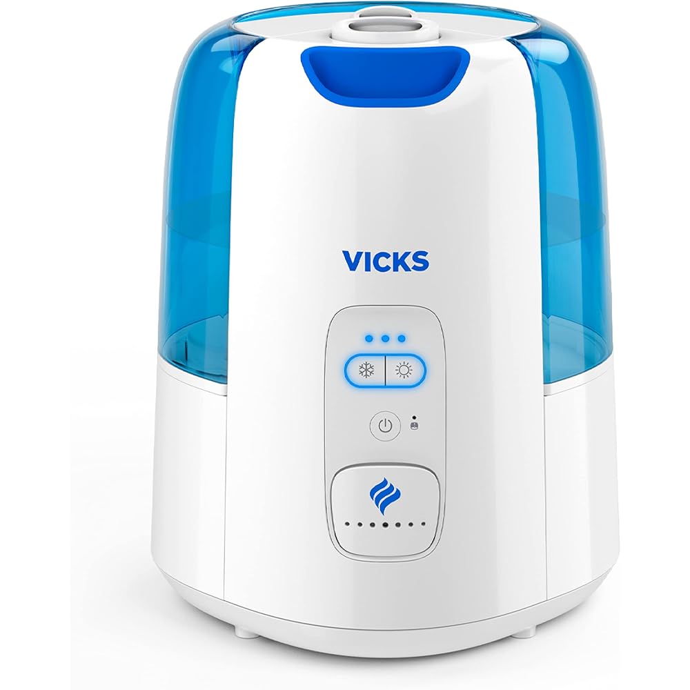 Vicks Dual Comfort Cool + Warm Mist Humidifier for Bedrooms With Fusion Technology, Compatible with Vicks VapoPads and Vicks VapoSteam, White : Home & Kitchen