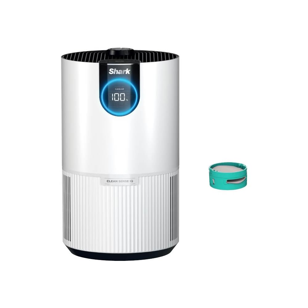 Shark HP132 Clean Sense Air Purifier with Odor Neutralizer Technology, HEPA Filter, 500 sq. ft., Small Room, Bedroom, Office, Captures 99.98% of Particles, Dust, Smoke & Allergens, Portable, White : Home & Kitchen