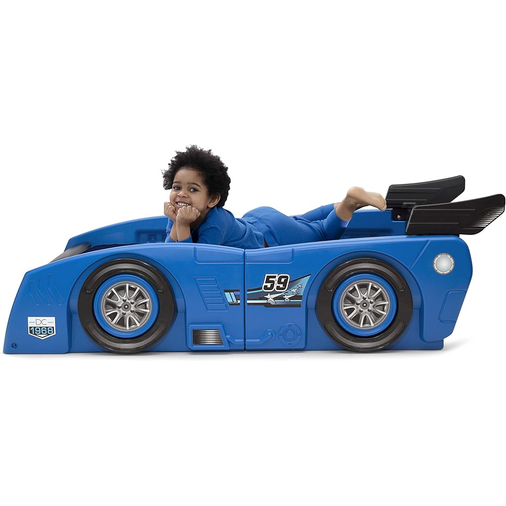 Delta Children Grand Prix Race Car Toddler-to-Twin Bed, Blue
