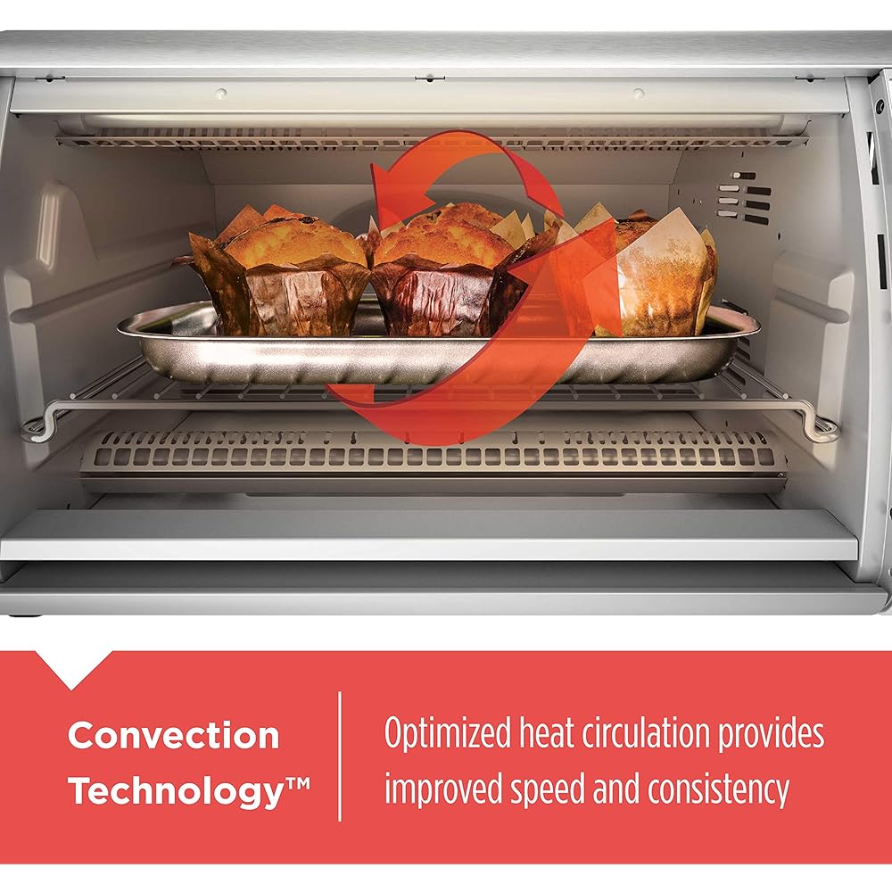 Black+Decker Countertop Convection Toaster Oven, 8 One-touch Cooking Functions, Stainless Steel: Toaster Ovens: Home & Kitchen