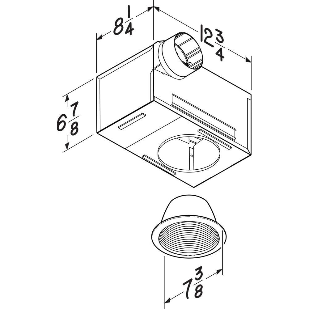 Broan-NuTone 744 Recessed Light Ventilation Fan, 70 CFM, 1.5 Sones, White - Built In Household Ventilation Fans -