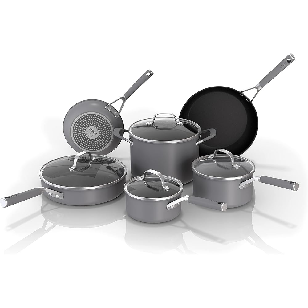 Ninja Pots and Pans Set Non Stick | Comfort Grip 10-Piece Cookware Set with NeverStick | Frying Pan, Sauce Pan With Lid, Stock Pot with Lid, Nonstick, Dishwasher Safe, Oven Safe to 400°F, CW69010 : Arts, Crafts & Sewing