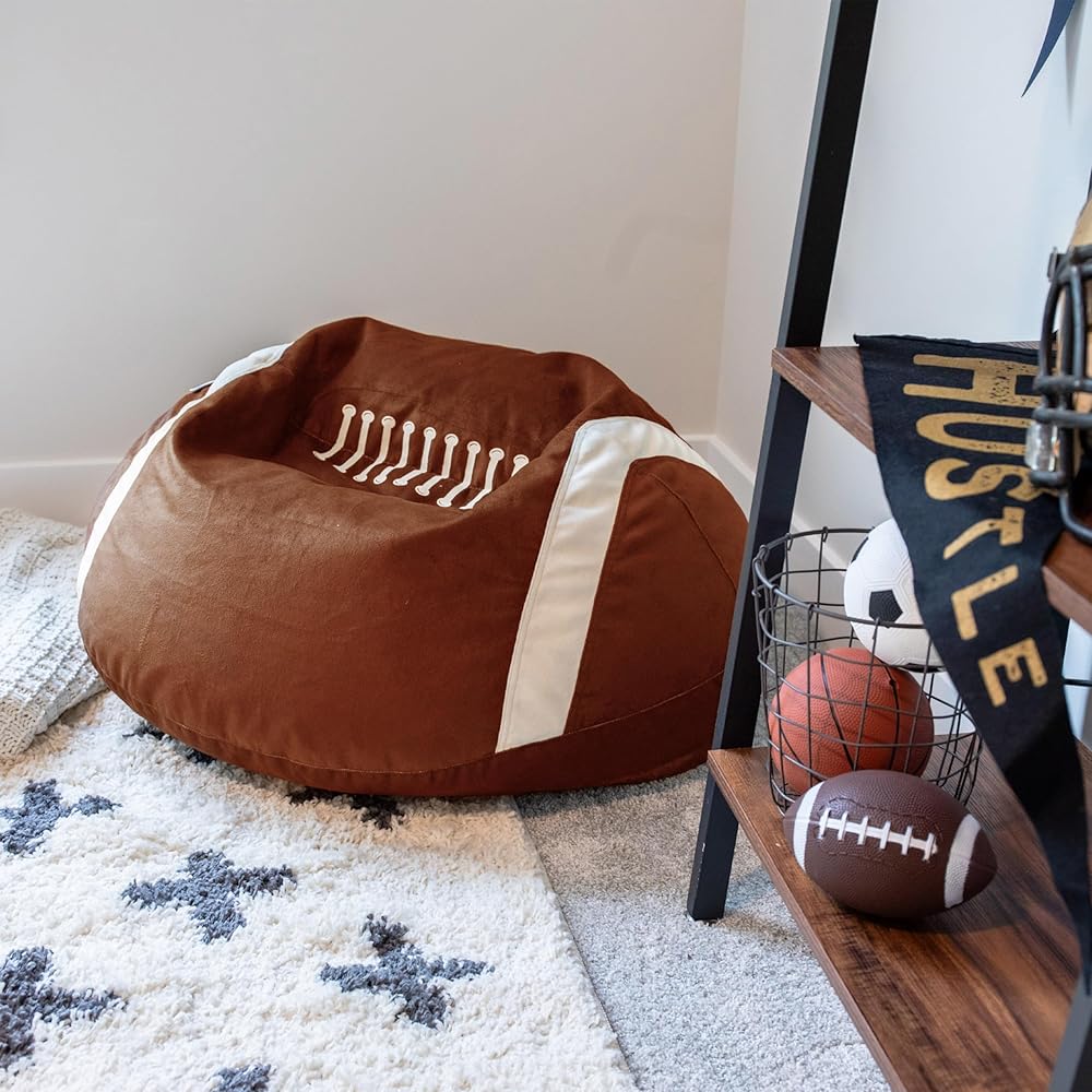 Big Joe Sports Ball Child-Sized Bean Bag Chair 2 Pack, Football Plush, Soft Polyester, 2.5 feet